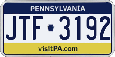 PA license plate JTF3192