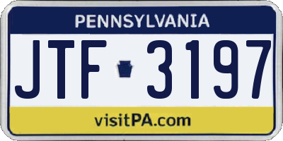 PA license plate JTF3197