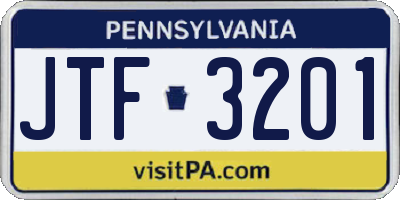 PA license plate JTF3201