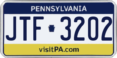 PA license plate JTF3202