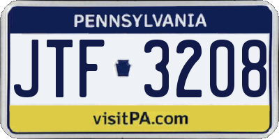 PA license plate JTF3208