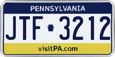PA license plate JTF3212