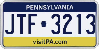 PA license plate JTF3213