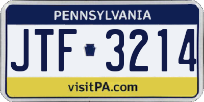 PA license plate JTF3214
