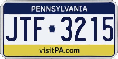 PA license plate JTF3215