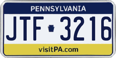 PA license plate JTF3216