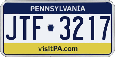 PA license plate JTF3217