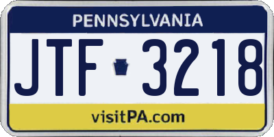 PA license plate JTF3218