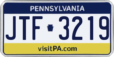 PA license plate JTF3219