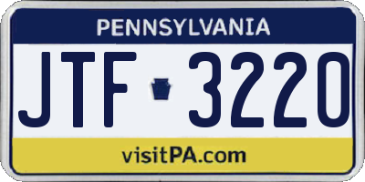 PA license plate JTF3220
