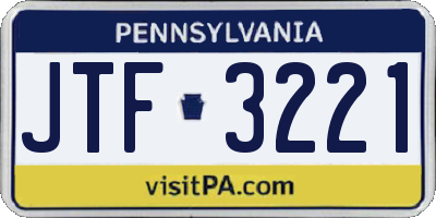 PA license plate JTF3221