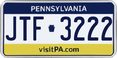 PA license plate JTF3222