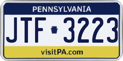 PA license plate JTF3223