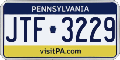 PA license plate JTF3229