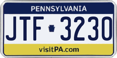 PA license plate JTF3230