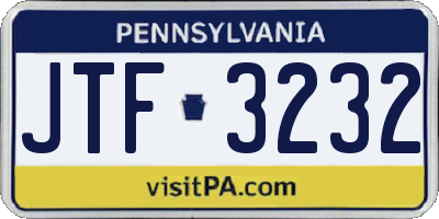 PA license plate JTF3232