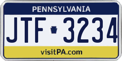 PA license plate JTF3234