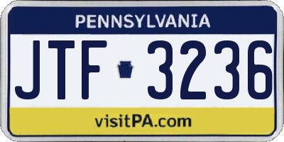 PA license plate JTF3236