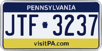 PA license plate JTF3237