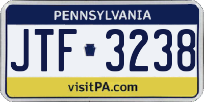 PA license plate JTF3238