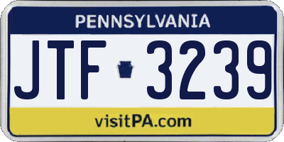 PA license plate JTF3239