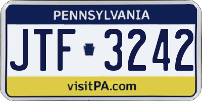 PA license plate JTF3242