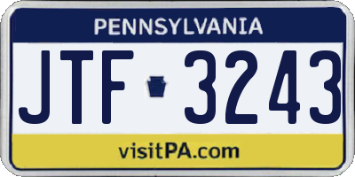 PA license plate JTF3243