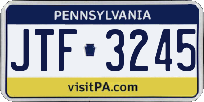PA license plate JTF3245