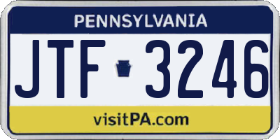 PA license plate JTF3246