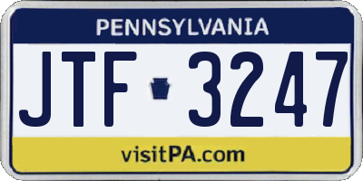 PA license plate JTF3247