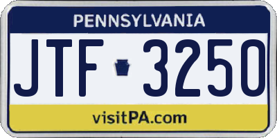 PA license plate JTF3250