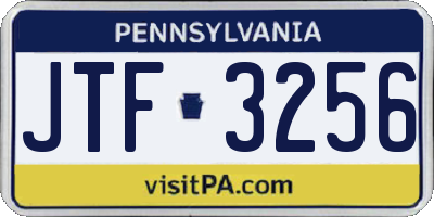PA license plate JTF3256