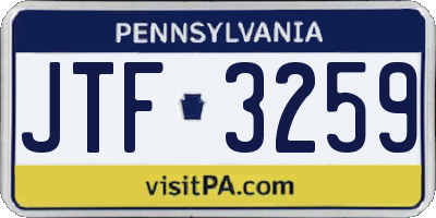 PA license plate JTF3259