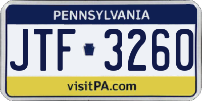 PA license plate JTF3260