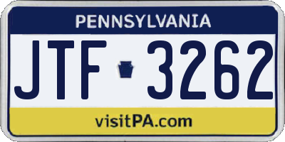 PA license plate JTF3262