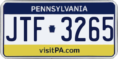 PA license plate JTF3265