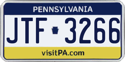 PA license plate JTF3266