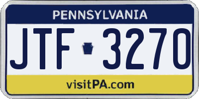PA license plate JTF3270