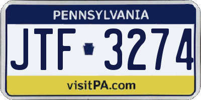 PA license plate JTF3274