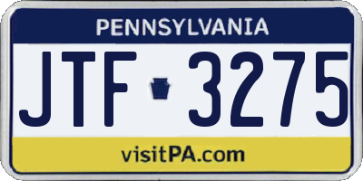 PA license plate JTF3275