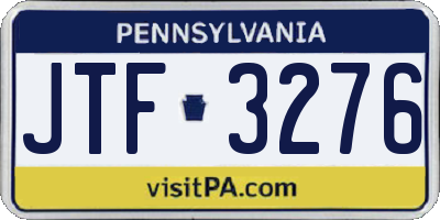 PA license plate JTF3276