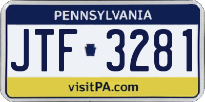 PA license plate JTF3281