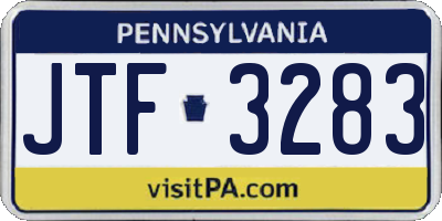 PA license plate JTF3283