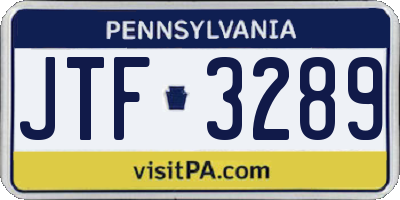 PA license plate JTF3289