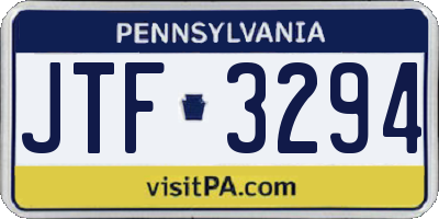 PA license plate JTF3294
