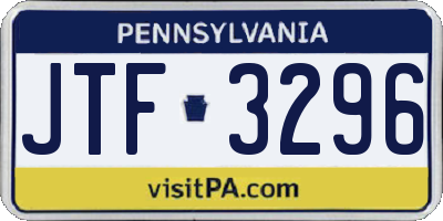 PA license plate JTF3296