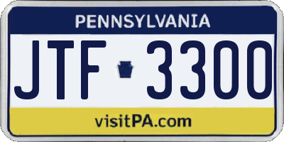 PA license plate JTF3300