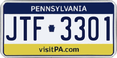 PA license plate JTF3301