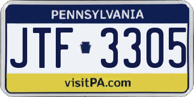 PA license plate JTF3305