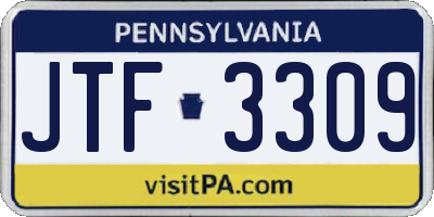 PA license plate JTF3309